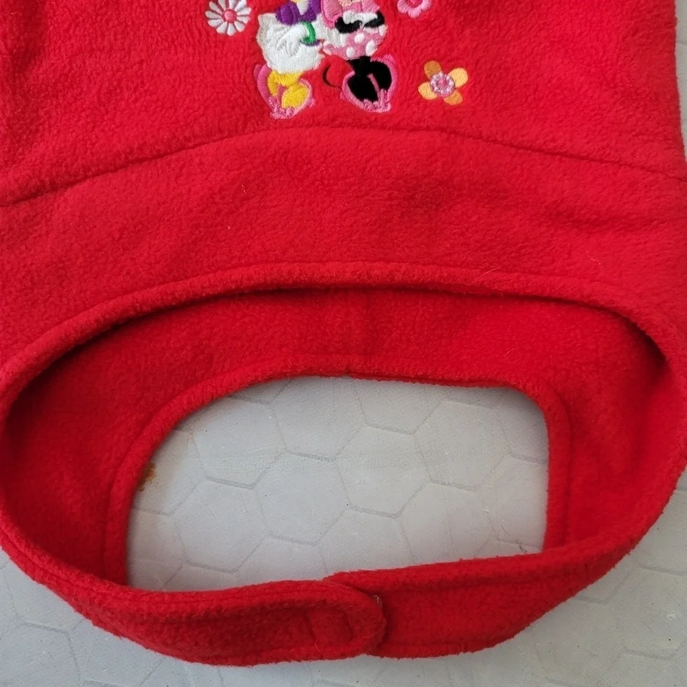Disney Store Exclusive 3/4 Red Pom Pom Fleece Beanie Hat Minnie Mouse Daisy Duck